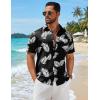imageCOOFANDY Mens Hawaiian Shirts Short Sleeve Button Down Aloha Shirts Summer Vacation Beach ShirtsBlackpalm Leaf