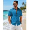 imageCOOFANDY Mens Hawaiian Shirts Short Sleeve Button Down Aloha Shirts Summer Vacation Beach ShirtsBluebanana Leaf