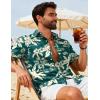 imageCOOFANDY Mens Hawaiian Shirts Short Sleeve Button Down Aloha Shirts Summer Vacation Beach ShirtsDark Greentropical Broadleaf