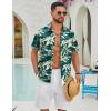 imageCOOFANDY Mens Hawaiian Shirts Short Sleeve Button Down Aloha Shirts Summer Vacation Beach ShirtsDark Greentropical Broadleaf