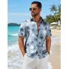 imageCOOFANDY Mens Hawaiian Shirts Short Sleeve Button Down Aloha Shirts Summer Vacation Beach ShirtsGreenpalm Tree