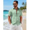 imageCOOFANDY Mens Hawaiian Shirts Short Sleeve Button Down Aloha Shirts Summer Vacation Beach ShirtsMint Greentropical Fern Leaf