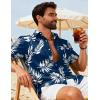 imageCOOFANDY Mens Hawaiian Shirts Short Sleeve Button Down Aloha Shirts Summer Vacation Beach ShirtsNavypalm Leaf