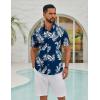 imageCOOFANDY Mens Hawaiian Shirts Short Sleeve Button Down Aloha Shirts Summer Vacation Beach ShirtsNavypalm Leaf