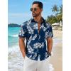 imageCOOFANDY Mens Hawaiian Shirts Short Sleeve Button Down Aloha Shirts Summer Vacation Beach ShirtsNavypalm Leaf