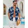 imageCOOFANDY Mens Hawaiian Shirts Short Sleeve Button Down Aloha Shirts Summer Vacation Beach ShirtsNavypalm Leaf