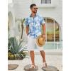 imageCOOFANDY Mens Hawaiian Shirts Short Sleeve Button Down Aloha Shirts Summer Vacation Beach ShirtsSky Bluetropical Leaf
