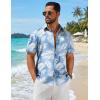 imageCOOFANDY Mens Hawaiian Shirts Short Sleeve Button Down Aloha Shirts Summer Vacation Beach ShirtsSky Bluetropical Leaf