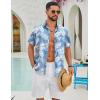 imageCOOFANDY Mens Hawaiian Shirts Short Sleeve Button Down Aloha Shirts Summer Vacation Beach ShirtsSky Bluetropical Leaf