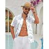 imageCOOFANDY Mens Hawaiian Shirts Short Sleeve Button Down Aloha Shirts Summer Vacation Beach ShirtsWhite  Light Blue