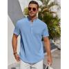 imageCOOFANDY Mens Henley Shirt Short Sleeve Stand Collar Summer Casual Beach Hippie TShirtsBlue