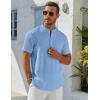 imageCOOFANDY Mens Henley Shirt Short Sleeve Stand Collar Summer Casual Beach Hippie TShirtsBlue