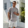 imageCOOFANDY Mens Henley Shirt Short Sleeve Stand Collar Summer Casual Beach Hippie TShirtsStriped Brown  White