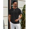 imageCOOFANDY Mens Henley Shirts Cotton Short Sleeve Casual TShirt Button Henley Basic Tee Lightweight Summer TopBlack  Grey