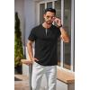 imageCOOFANDY Mens Henley Shirts Cotton Short Sleeve Casual TShirt Button Henley Basic Tee Lightweight Summer TopBlack  Grey