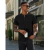 imageCOOFANDY Mens Henley Shirts Cotton Short Sleeve Casual TShirt Button Henley Basic Tee Lightweight Summer TopBlack  Grey