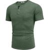 imageCOOFANDY Mens Henley Shirts Short Sleeve Button T Shirt Casual Summer Basic Tee Tops with PocketArmy Green