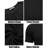 imageCOOFANDY Mens Henley Shirts Short Sleeve Button T Shirt Casual Summer Basic Tee Tops with PocketBlack