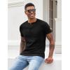 imageCOOFANDY Mens Henley Shirts Short Sleeve Button T Shirt Casual Summer Basic Tee Tops with PocketBlack