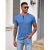 imageCOOFANDY Mens Henley Shirts Short Sleeve Button T Shirt Casual Summer Basic Tee Tops with PocketBlue
