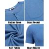 imageCOOFANDY Mens Henley Shirts Short Sleeve Button T Shirt Casual Summer Basic Tee Tops with PocketBlue