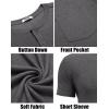 imageCOOFANDY Mens Henley Shirts Short Sleeve Button T Shirt Casual Summer Basic Tee Tops with PocketDark Gray