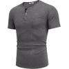 imageCOOFANDY Mens Henley Shirts Short Sleeve Button T Shirt Casual Summer Basic Tee Tops with PocketDark Gray