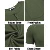 imageCOOFANDY Mens Henley Shirts Short Sleeve Button T Shirt Casual Summer Basic Tee Tops with PocketDark Green