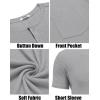 imageCOOFANDY Mens Henley Shirts Short Sleeve Button T Shirt Casual Summer Basic Tee Tops with PocketGrey