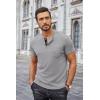 imageCOOFANDY Mens Henley Shirts Short Sleeve Button T Shirt Casual Summer Basic Tee Tops with PocketGrey