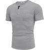 imageCOOFANDY Mens Henley Shirts Short Sleeve Button T Shirt Casual Summer Basic Tee Tops with PocketGrey