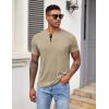 imageCOOFANDY Mens Henley Shirts Short Sleeve Button T Shirt Casual Summer Basic Tee Tops with PocketKhaki