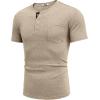 imageCOOFANDY Mens Henley Shirts Short Sleeve Button T Shirt Casual Summer Basic Tee Tops with PocketKhaki