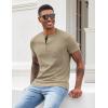 imageCOOFANDY Mens Henley Shirts Short Sleeve Button T Shirt Casual Summer Basic Tee Tops with PocketKhaki