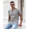 imageCOOFANDY Mens Henley Shirts Short Sleeve Button T Shirt Casual Summer Basic Tee Tops with PocketLight Gray