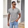 imageCOOFANDY Mens Henley Shirts Short Sleeve Button T Shirt Casual Summer Basic Tee Tops with PocketLight Gray
