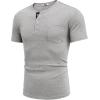 imageCOOFANDY Mens Henley Shirts Short Sleeve Button T Shirt Casual Summer Basic Tee Tops with PocketLight Gray