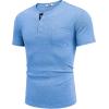 imageCOOFANDY Mens Henley Shirts Short Sleeve Button T Shirt Casual Summer Basic Tee Tops with PocketLightblue