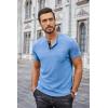 imageCOOFANDY Mens Henley Shirts Short Sleeve Button T Shirt Casual Summer Basic Tee Tops with PocketLightblue