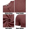 imageCOOFANDY Mens Henley Shirts Short Sleeve Button T Shirt Casual Summer Basic Tee Tops with PocketRed