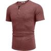 imageCOOFANDY Mens Henley Shirts Short Sleeve Button T Shirt Casual Summer Basic Tee Tops with PocketRed