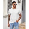 imageCOOFANDY Mens Henley Shirts Short Sleeve Button T Shirt Casual Summer Basic Tee Tops with PocketWhite