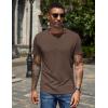 imageCOOFANDY Mens Henley Shirts Short Sleeve Casual Basic Henley Tee Summer Button Lightweight Stretch T ShirtsBrown