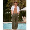 imageCOOFANDY Mens Linen Pant Elastic Waist Linen Pants Drawstring Summer Beach PantA Army Green