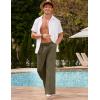 imageCOOFANDY Mens Linen Pant Elastic Waist Linen Pants Drawstring Summer Beach PantA Army Green