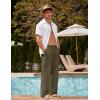 imageCOOFANDY Mens Linen Pant Elastic Waist Linen Pants Drawstring Summer Beach PantA Army Green