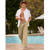 imageCOOFANDY Mens Linen Pant Elastic Waist Linen Pants Drawstring Summer Beach PantA Beige