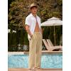imageCOOFANDY Mens Linen Pant Elastic Waist Linen Pants Drawstring Summer Beach PantA Beige