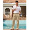 imageCOOFANDY Mens Linen Pant Elastic Waist Linen Pants Drawstring Summer Beach PantA Beige