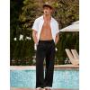 imageCOOFANDY Mens Linen Pant Elastic Waist Linen Pants Drawstring Summer Beach PantA Black